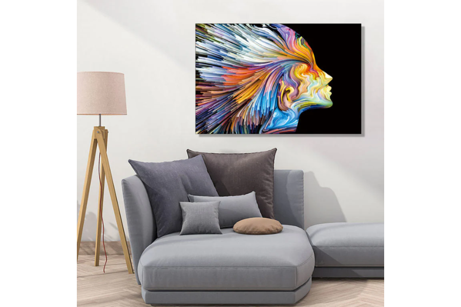 SU-22303 DANE Colorful Lady Facing Right Wall Art Print TG
