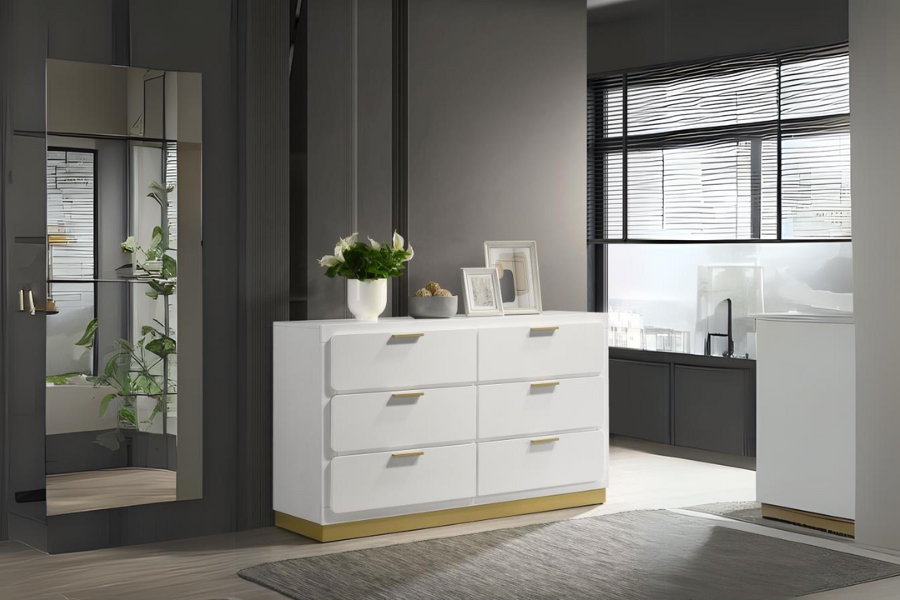 Caraway 6-drawer Dresser White 224773 - Venini Furniture 