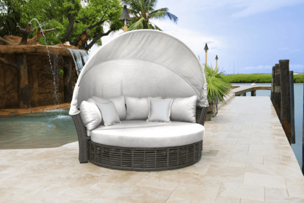 Graphite Canopy Daybed w/off-white cushion SKU: PJO-1601-GRY-CD