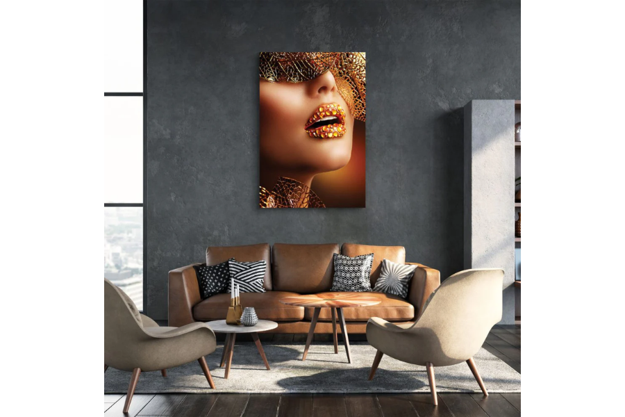 SULC-25 REGALIA Lady Adorned in Shimmering Gold Modern Wall Art TG