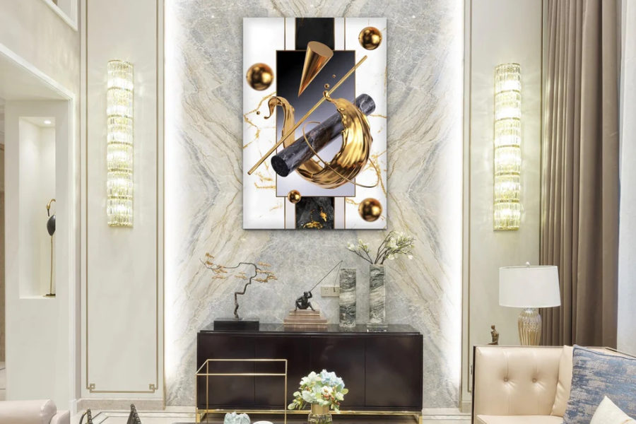 PALC-31 LEGACY Luxurious Gold Ornaments Modern Acrylic Wall Art