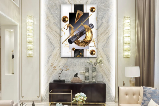 PALC-31 LEGACY Luxurious Gold Ornaments Modern Acrylic Wall Art