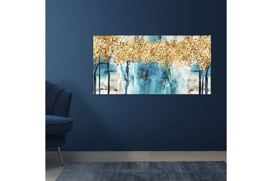 NC-26 FOREST Abstract Golden Wall Art Print TG