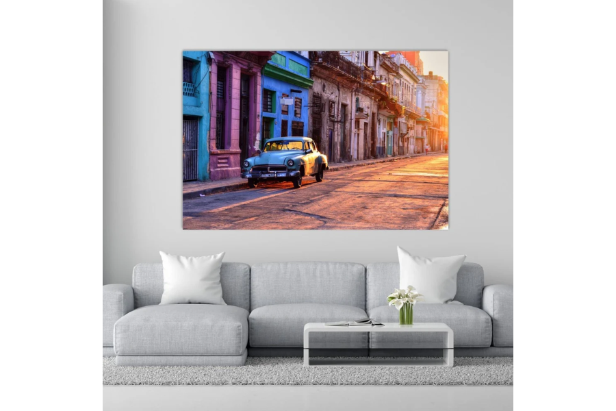NC-14 HAVANA Vintage Blue Car in Vieja Modern Wall Art TG