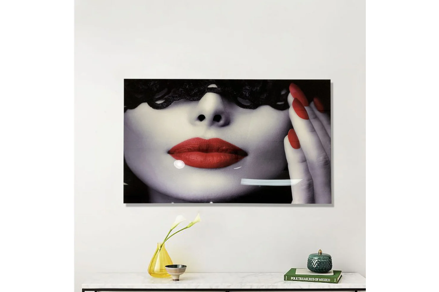 SCARLET Red-Lipped Beauty Portrait Modern Wall Art TG