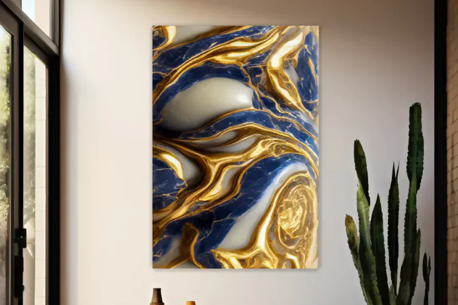 NC-77 BLUE FLOW Texture Marble Modern Wall Art TG