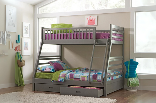 Ashton 2-drawer Wood Twin Over Full Bunk Bed Grey 460182 - Venini Furniture 