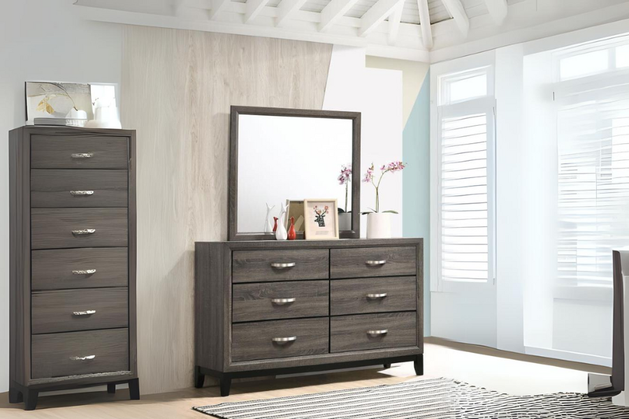 Watson 6-drawer Dresser with Mirror Grey Oak 212423M - Venini Furniture 