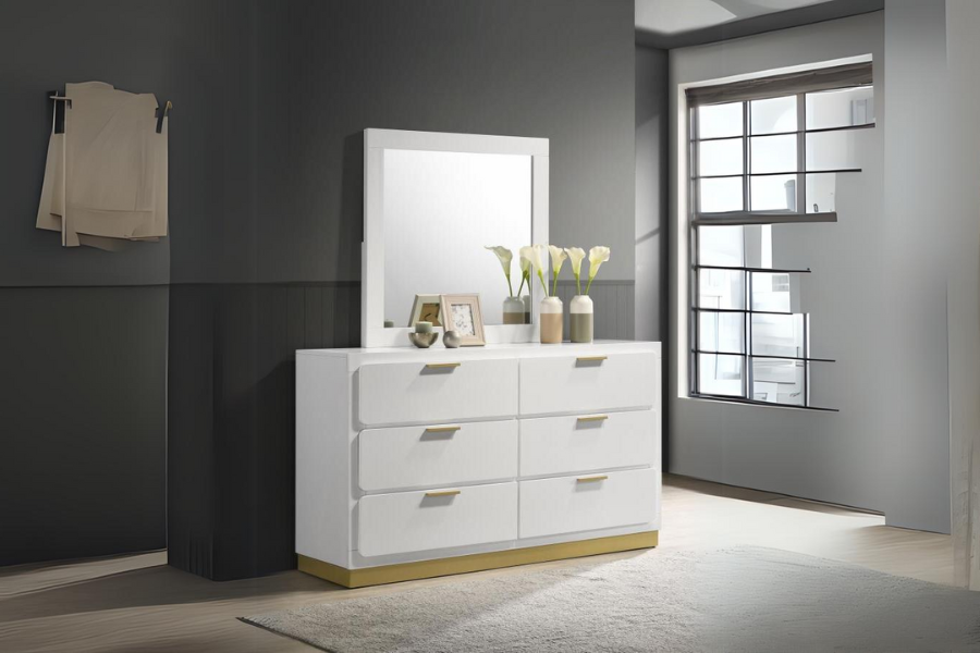 Caraway 6-drawer Dresser with Mirror White 224773M