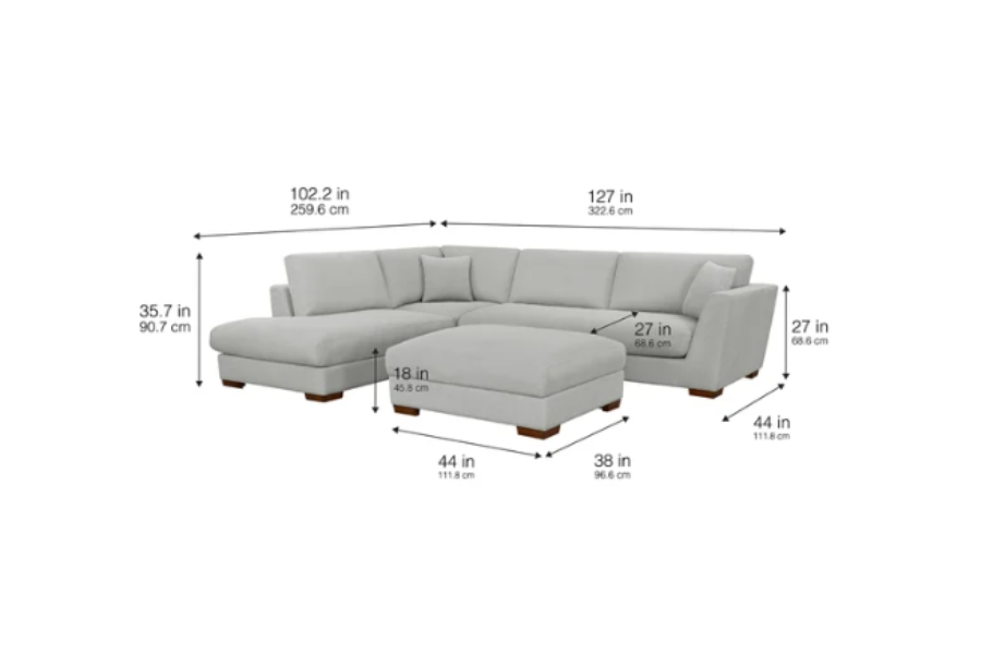 Henredon Larkin House Deep Seating Fabric Sectional with Storage Ottoman FLOOR MODEL