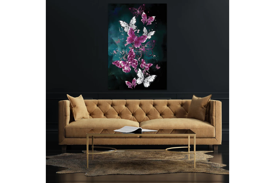 FAIRY Butterfly Modern Wall Art Purple / Gold TG