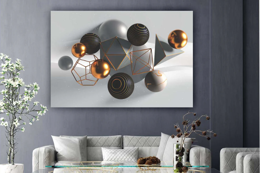 SULC-55 REGAL Grey Ornamental Delight Modern Wall Art TG