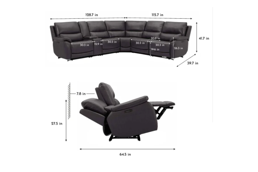 Wylder Leather Power Reclining Sectional with Power Headrests