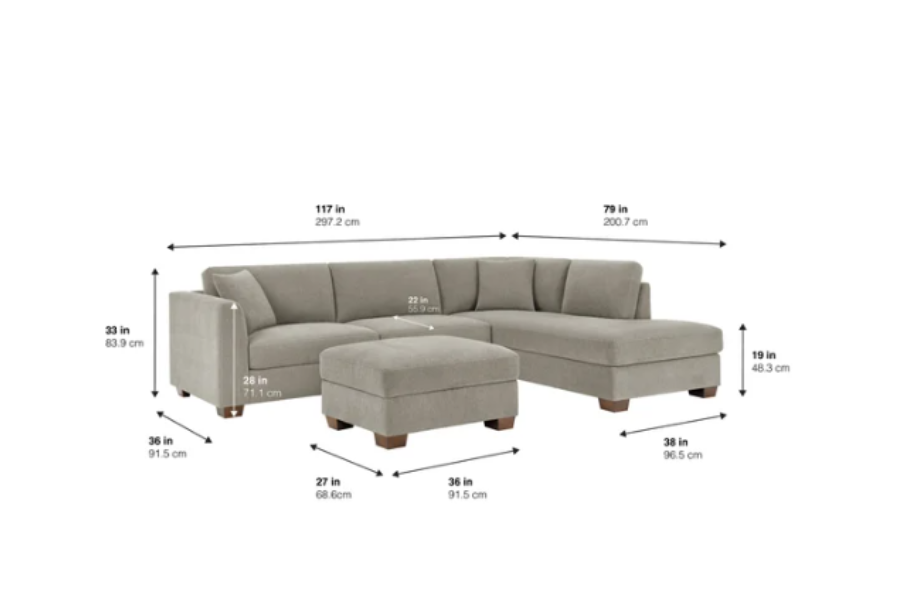 Thomasville Walsen Sectional with Storage Ottoman FLOOR MODEL
