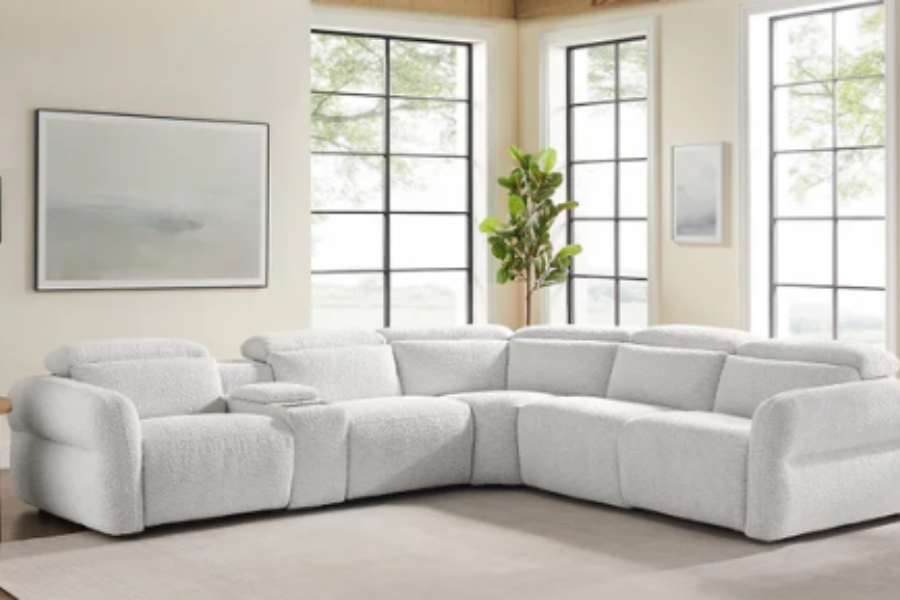 Monroe 6-piece Fabric Power Reclining Sectional with Power Headrests Floor model