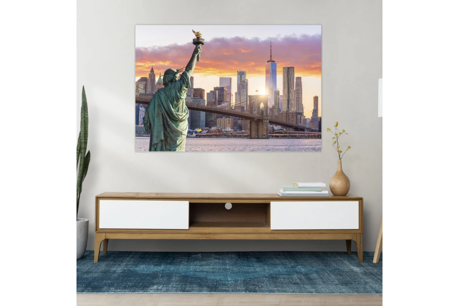NC-16 LIBERTAS Statue of Liberty at Sunset Modern Wall Art TG