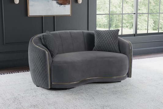 Brookside Velvet Upholstered Curved Loveseat Dark Grey 504845