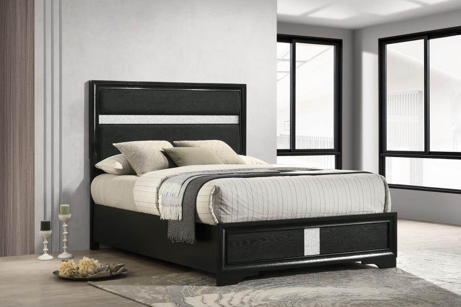 Miranda 54-inch Upholstered Panel Bed Black 206360 - Venini Furniture 