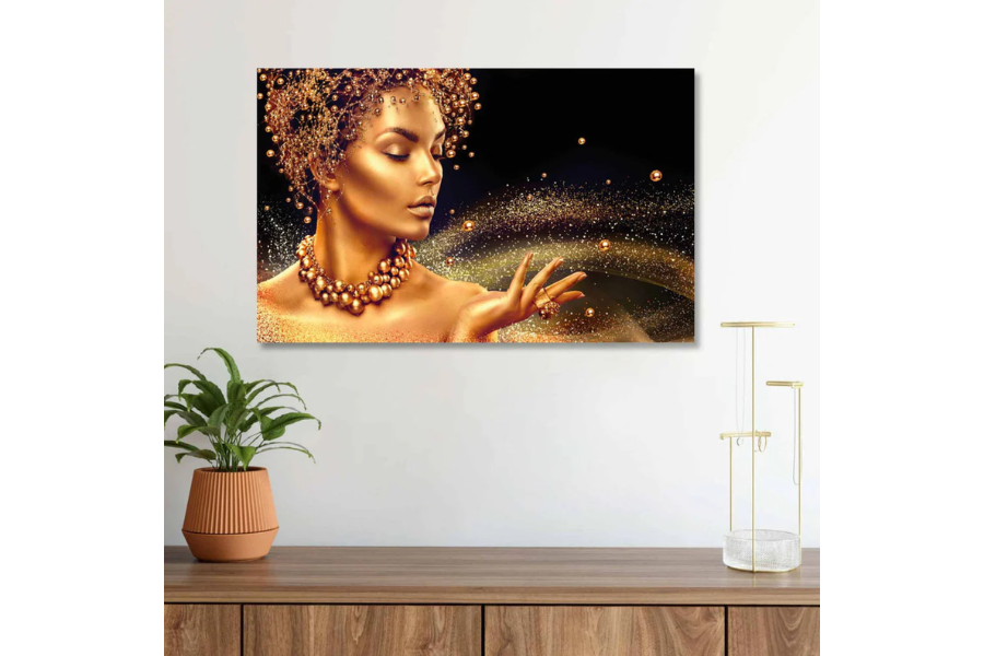 SU-82021 PEARLS Golden Glow Modern Wall Art TG