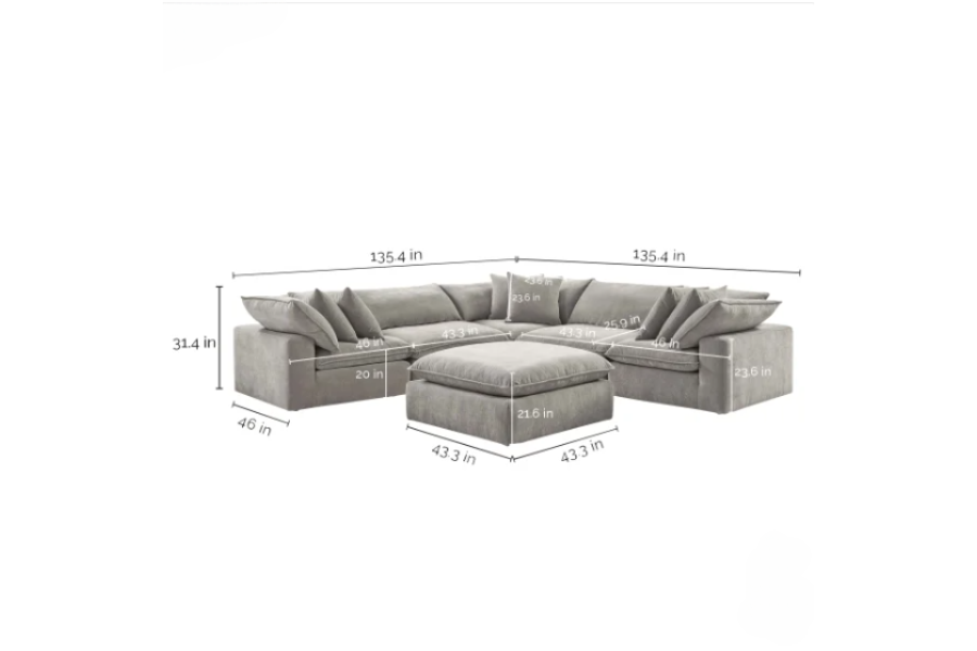 Sereen 6-piece Fabric Modular Sectional Floor Model