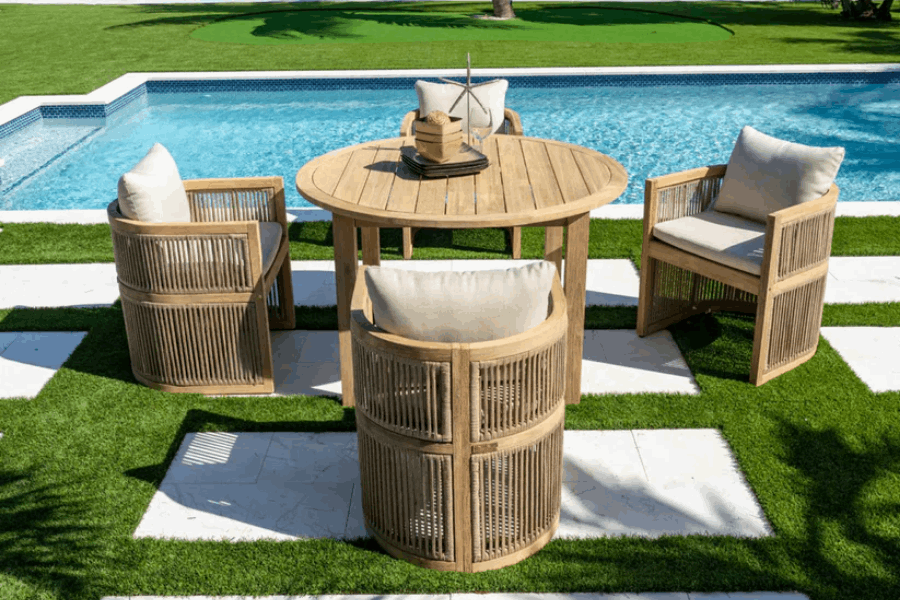 Panama Jack Cabo 5-Piece Barrel Round Dining Set PJO-4401-NAT-5DB