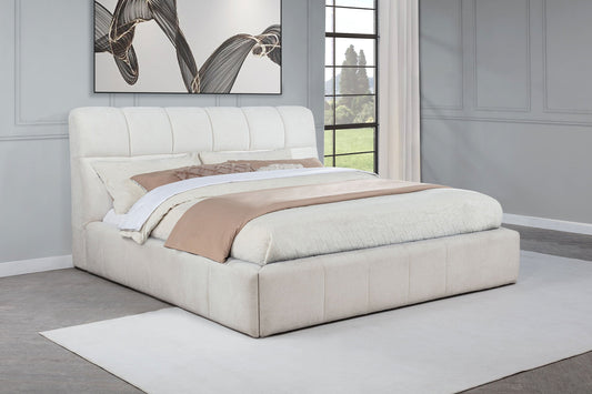 Nollet 48-Inch Upholstered Platform Bed – Cream Available in Queen, California King & Eastern King - Venini Furniture 