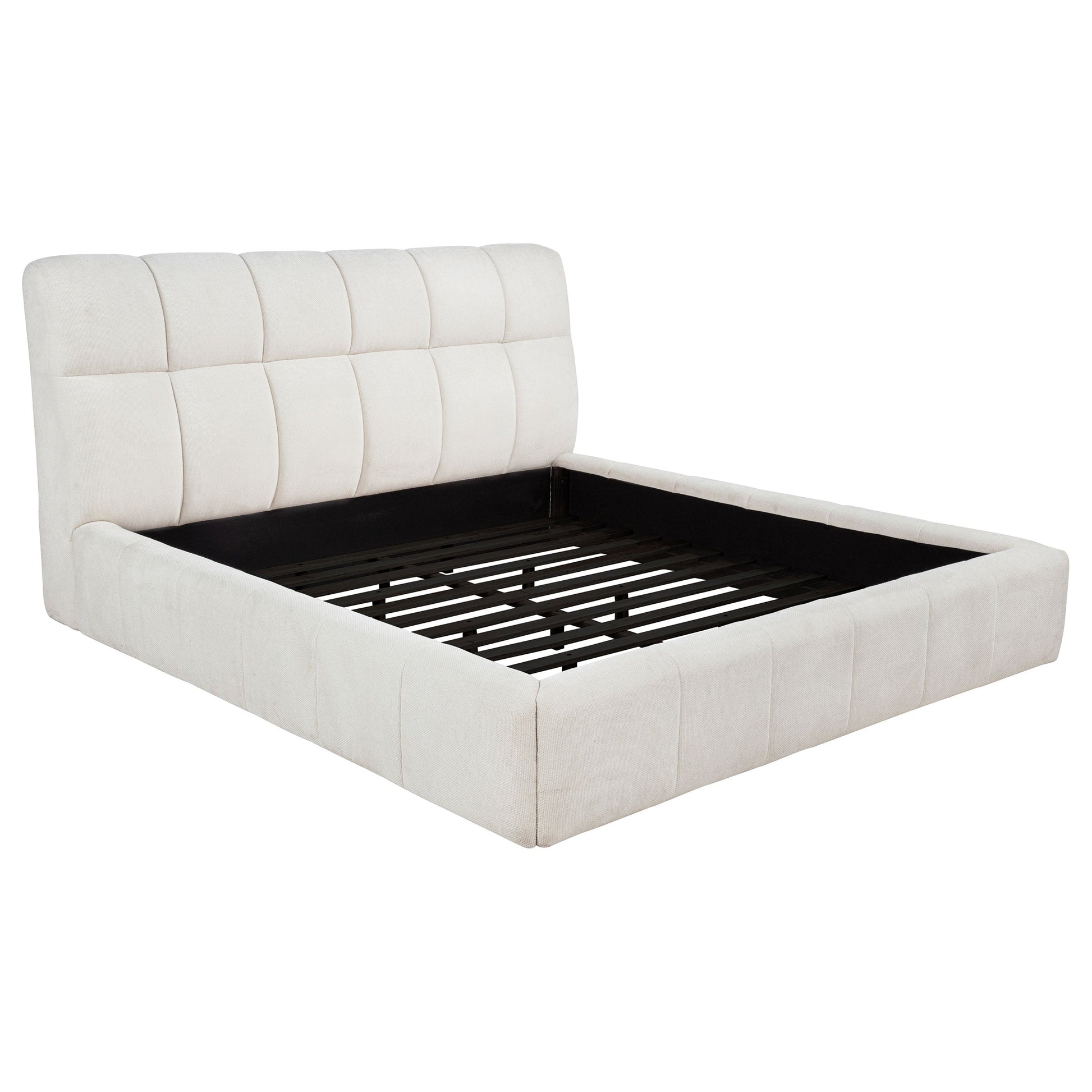 Nollet 48-Inch Upholstered Platform Bed – Cream Available in Queen, California King & Eastern King - Venini Furniture 
