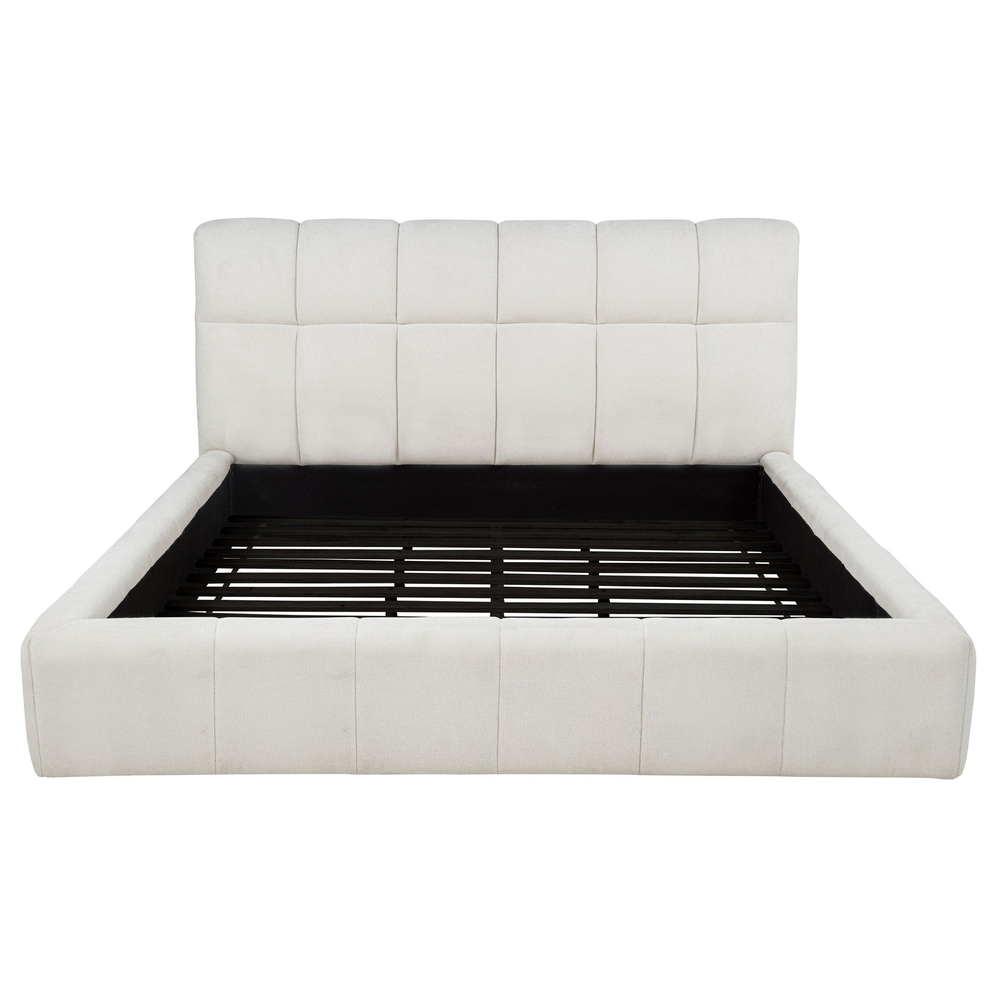 Nollet 48-Inch Upholstered Platform Bed – Cream Available in Queen, California King & Eastern King - Venini Furniture 