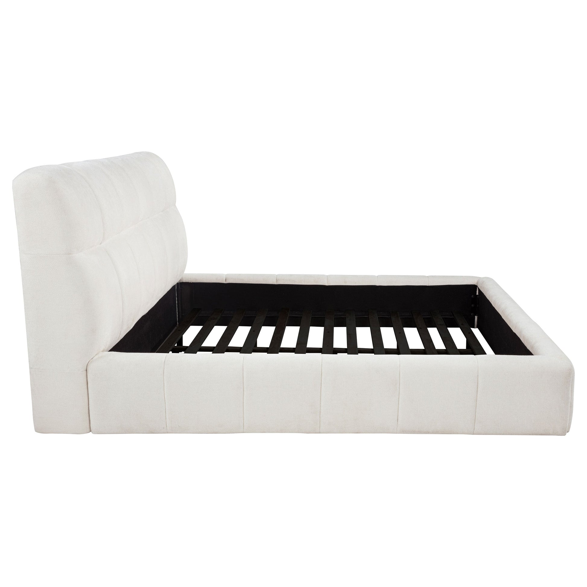 Nollet 48-Inch Upholstered Platform Bed – Cream Available in Queen, California King & Eastern King - Venini Furniture 