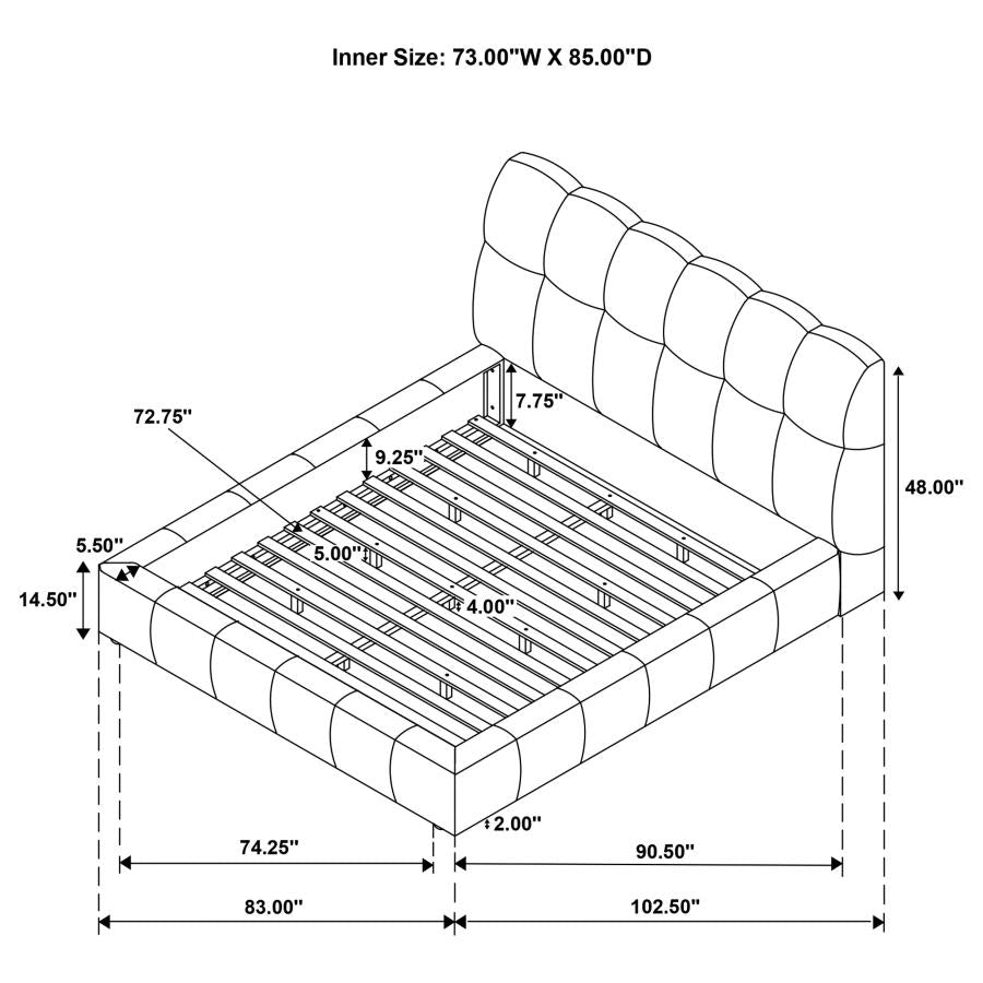 Nollet 48-Inch Upholstered Platform Bed – Cream Available in Queen, California King & Eastern King - Venini Furniture 