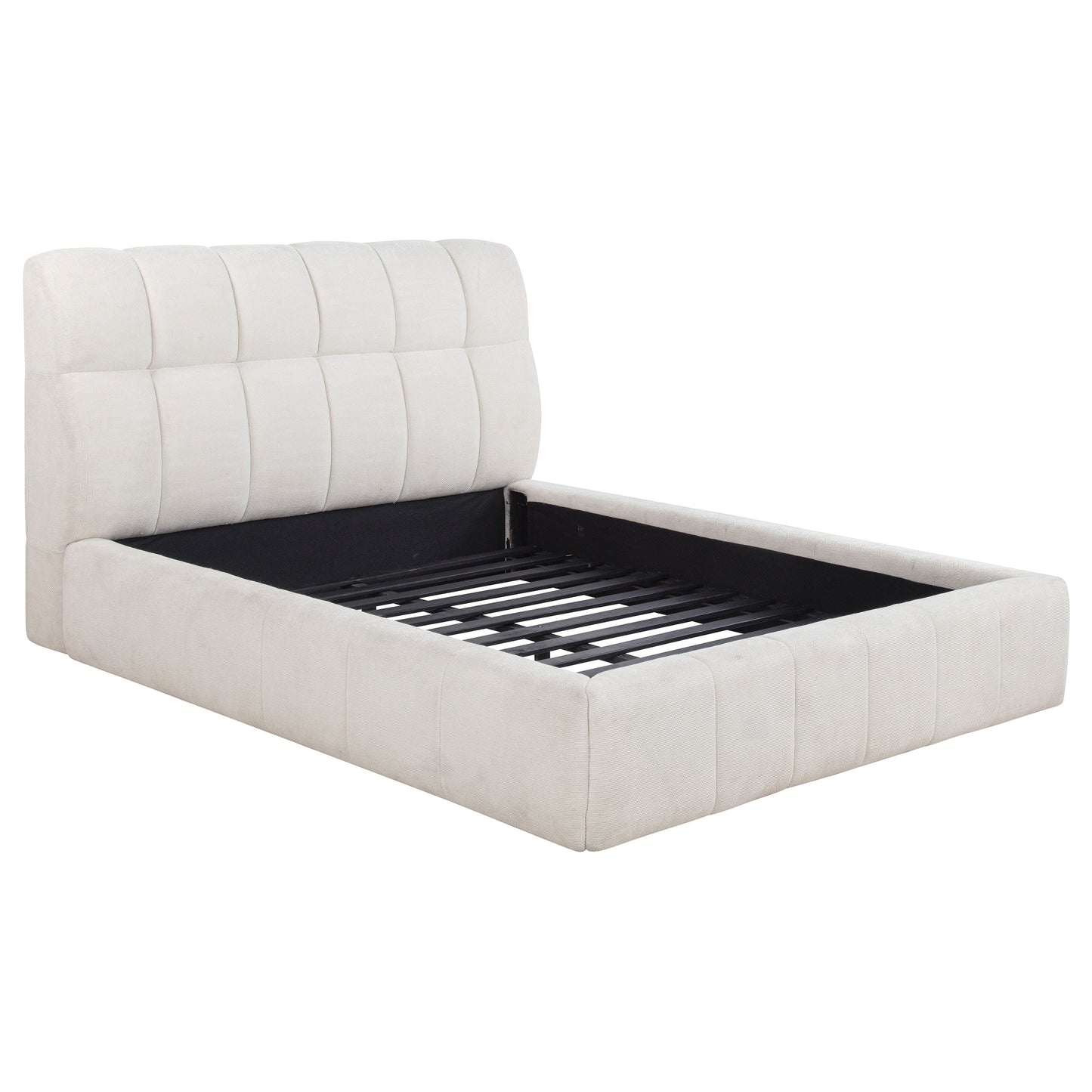 Nollet 48-Inch Upholstered Platform Bed – Cream Available in Queen, California King & Eastern King - Venini Furniture 