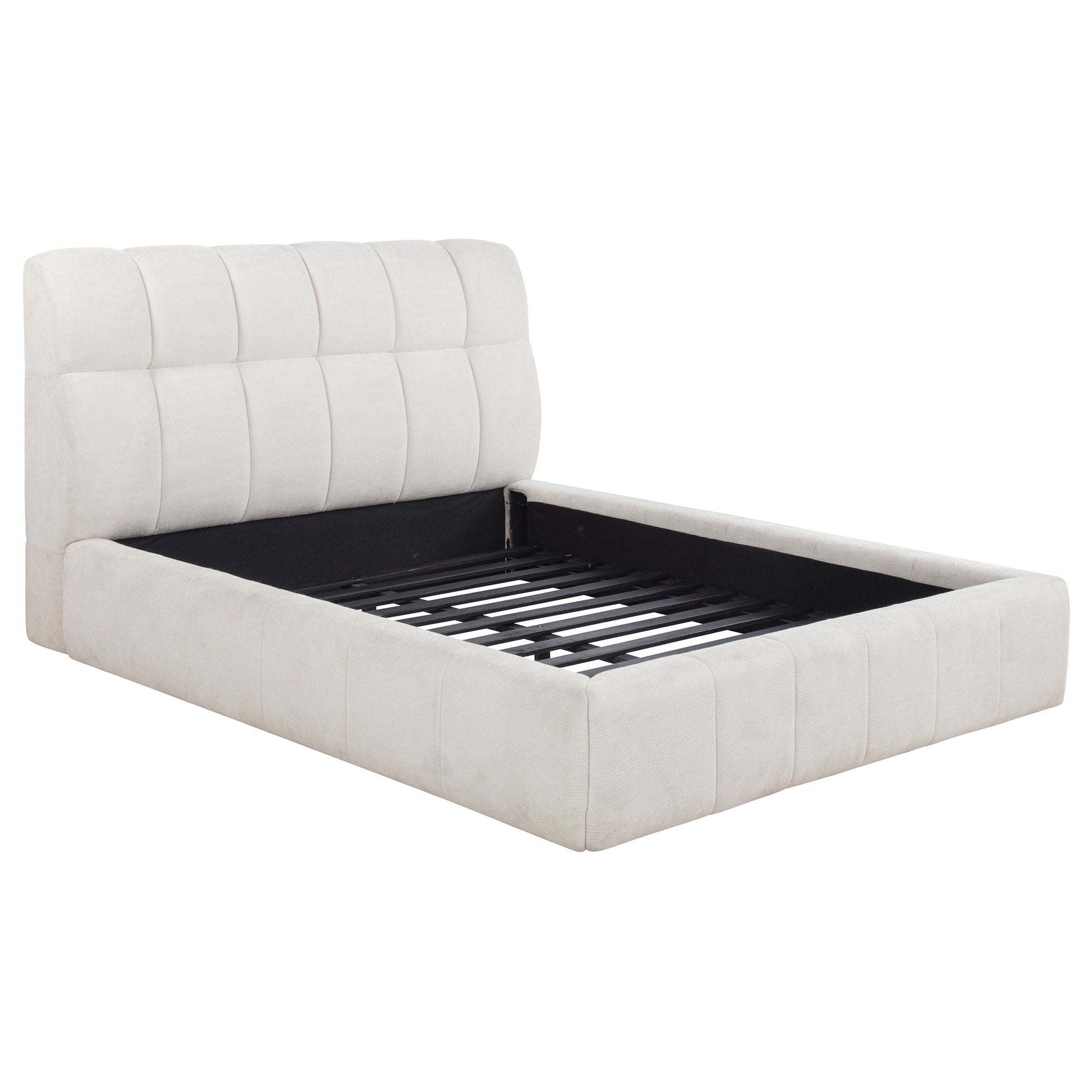 Nollet 48-Inch Upholstered Platform Bed – Cream Available in Queen, California King & Eastern King - Venini Furniture 