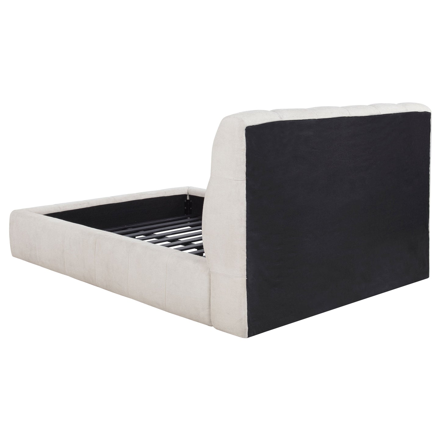Nollet 48-Inch Upholstered Platform Bed – Cream Available in Queen, California King & Eastern King - Venini Furniture 