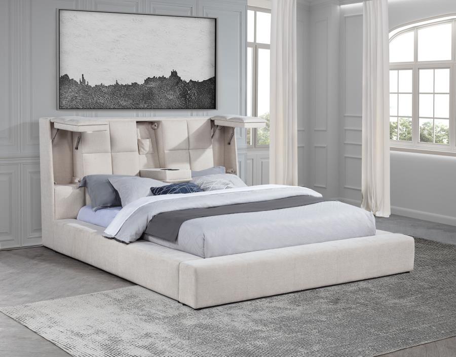 Dreux Upholstered Panel Platform Bed - Venini Furniture 