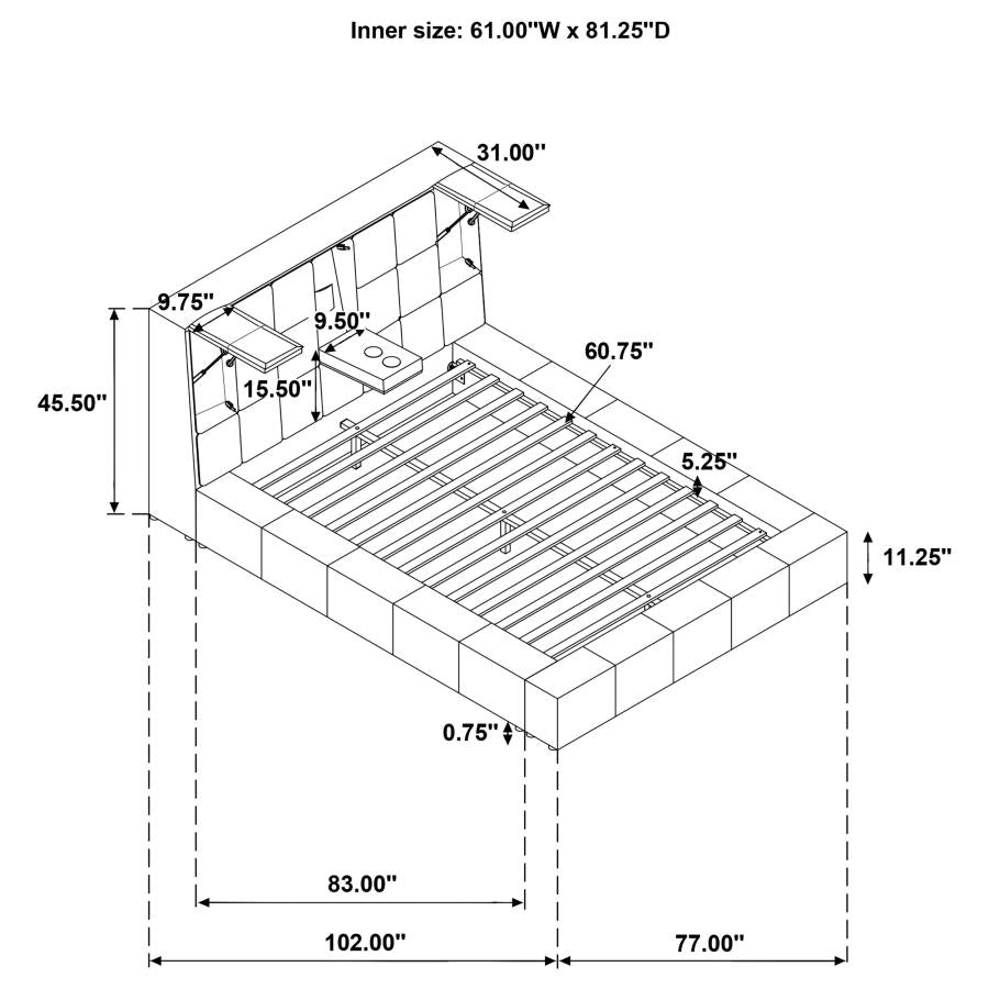 Dreux Upholstered Panel Platform Bed - Venini Furniture 