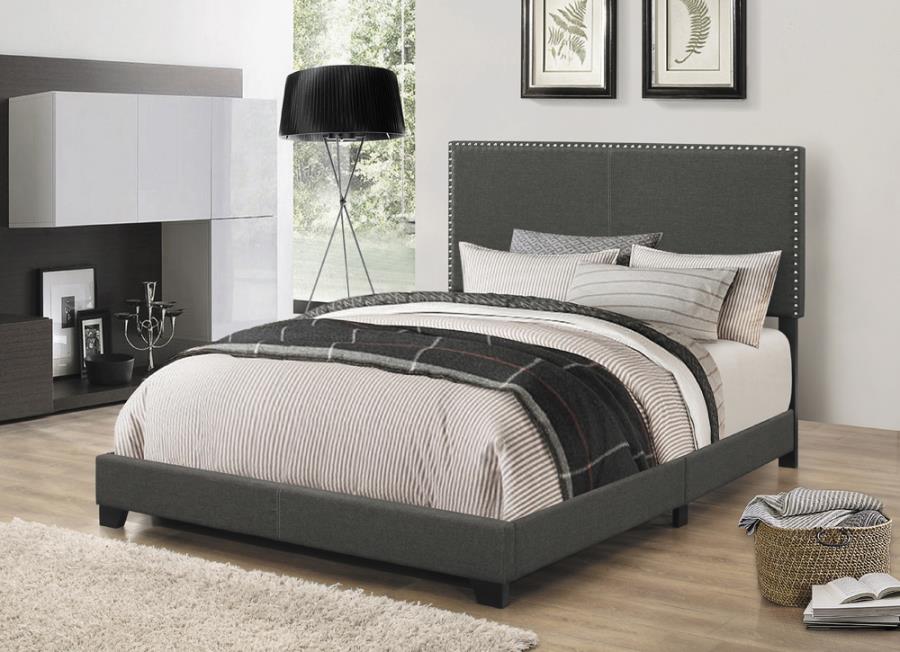 Boyd Upholstered Panel Bed Charcoal - Venini Furniture 