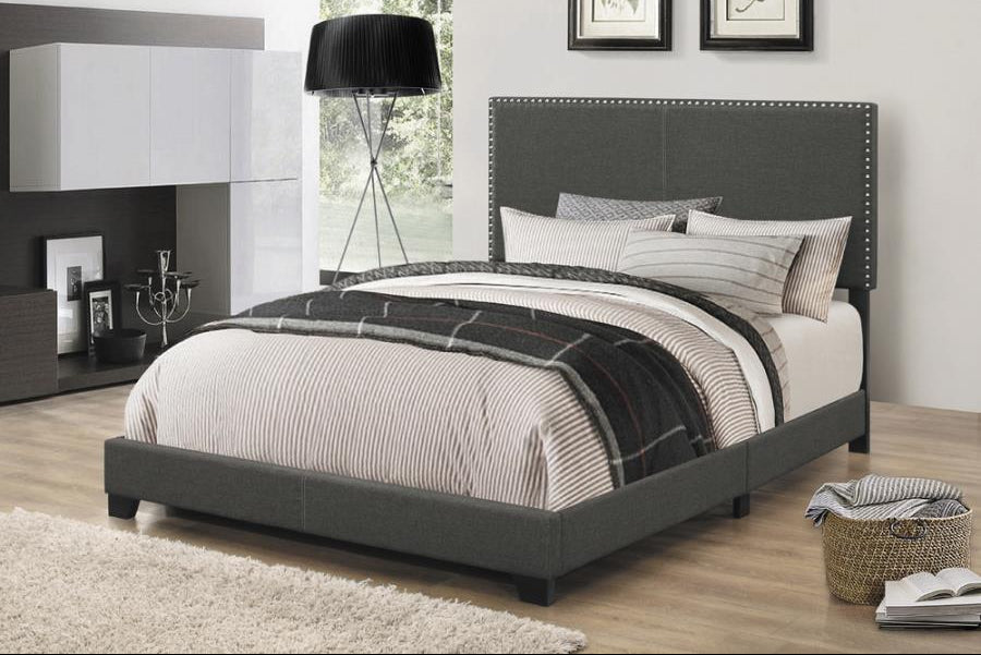 Boyd Upholstered Panel Bed Charcoal - Venini Furniture 