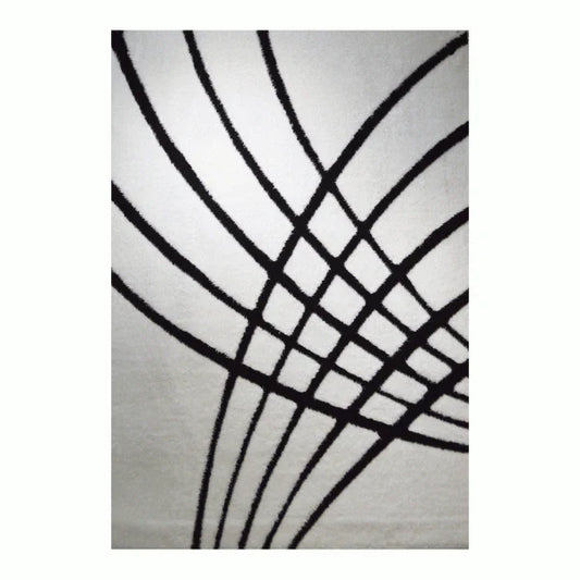 GR-1014 3D SHAGGY Rug White and Black