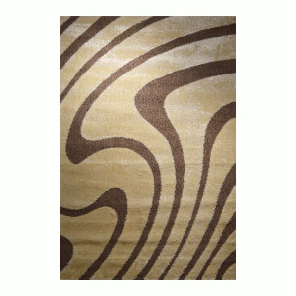 GR-1011 3D SHAGGY Rug Winding Brown Beige Pattern