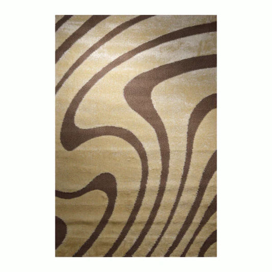 GR-1011 3D SHAGGY Rug Winding Brown Beige Pattern