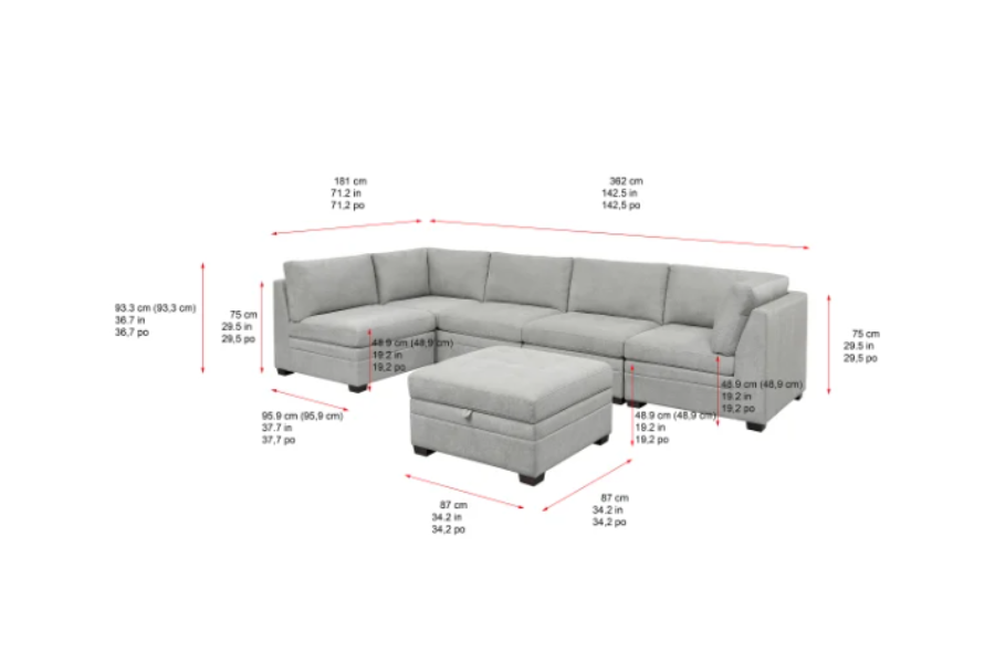 Thomasville Tisdale Fabric Sectional with Storage Ottoman Floor Model