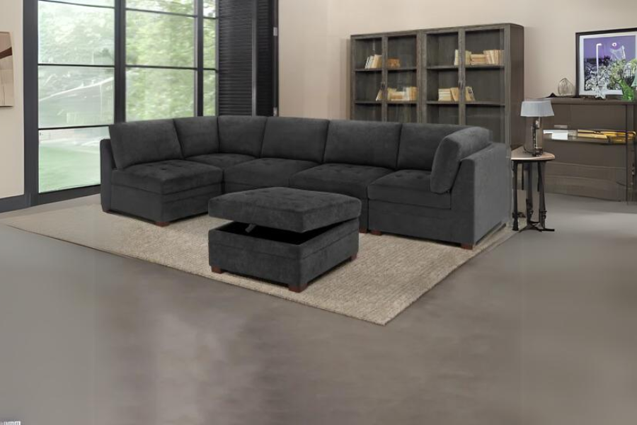 Thomasville Tisdale Fabric Sectional with Storage Ottoman Floor Model