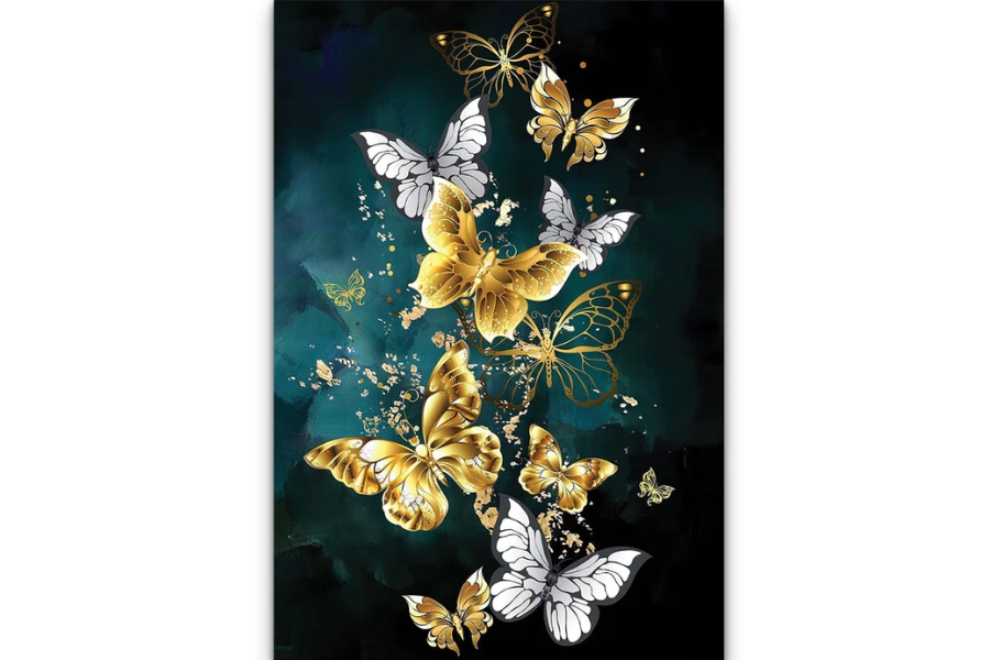 FAIRY Butterfly Modern Wall Art Purple / Gold TG
