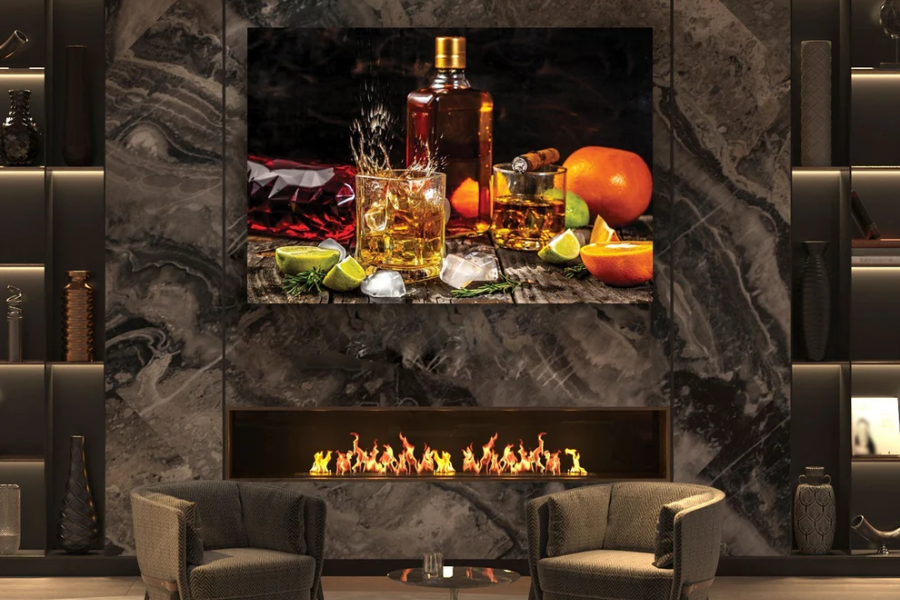 SU-9000 MIDNIGHT Whiskey Splashes on Dark Serenity Modern Wall Art TG