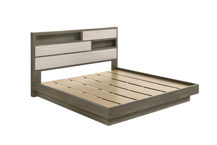 Fenwick Eastern King Bed Bookcase Headboard Grey Oak 224981KE