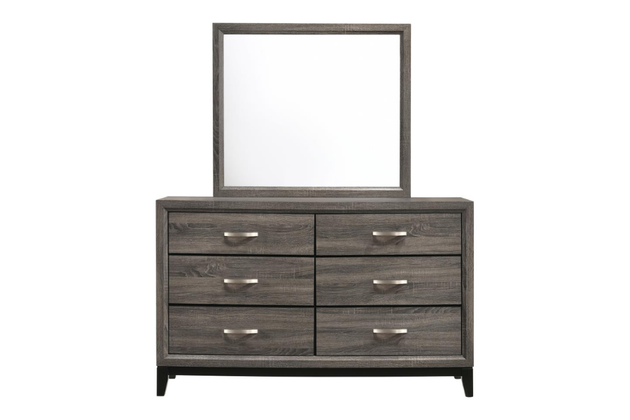 Watson 6-drawer Dresser with Mirror Grey Oak 212423M - Venini Furniture 