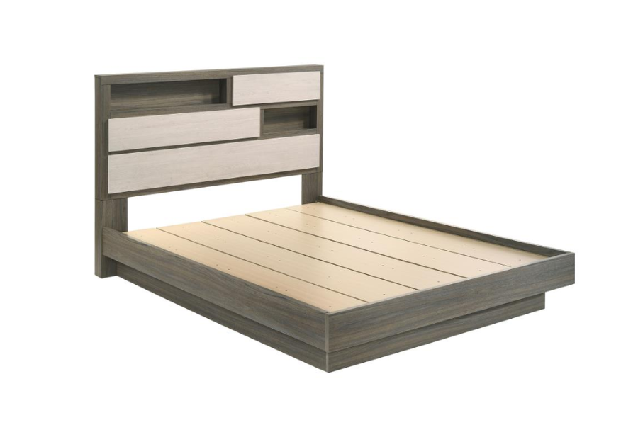 Fenwick Queen Bed Bookcase Headboard Grey Oak 224981Q