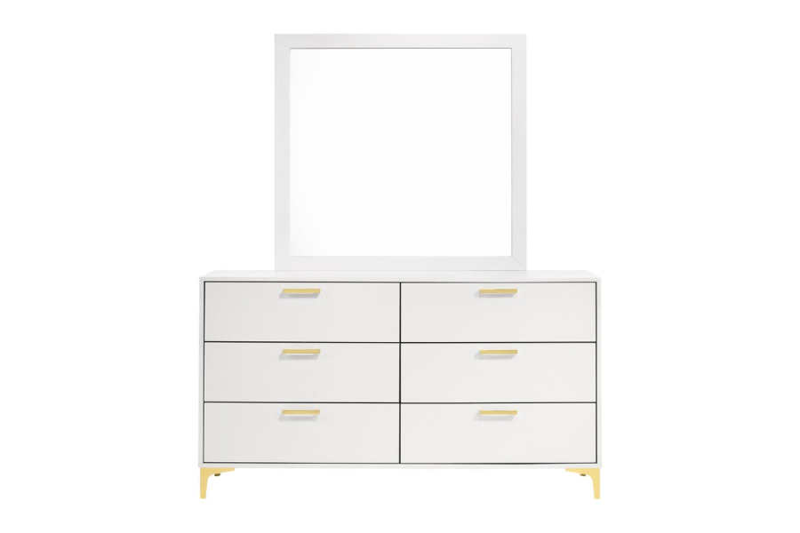 Kendall 6-drawer Dresser with Mirror White 224403M - Venini Furniture 