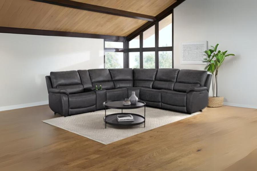 Wylder Leather Power Reclining Sectional with Power Headrests