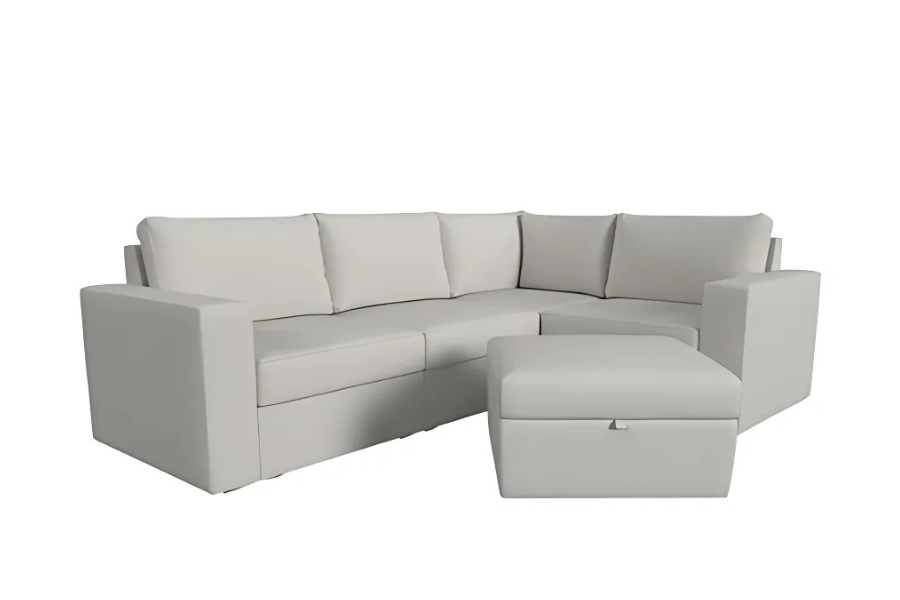 Flexsteel Modular Sectional with Storage Ottoman in Light Tan Floor Model
